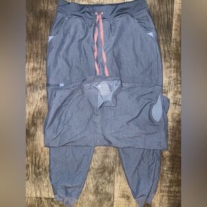 Figs Heather Denim Set with Coral Accents